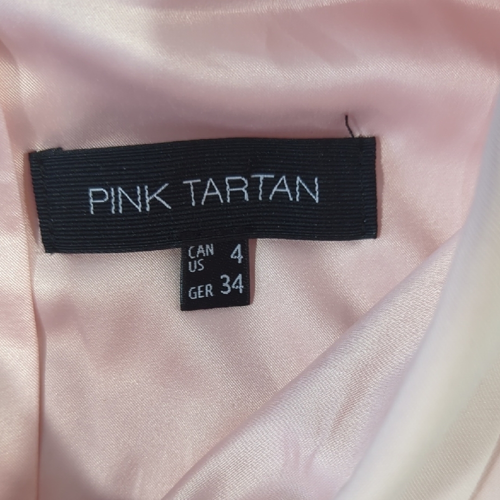Pink Tartan Tailored Sleeveless Blouse | Light Pink Satin | Size 4 | Zip Back - Picture 2 of 12